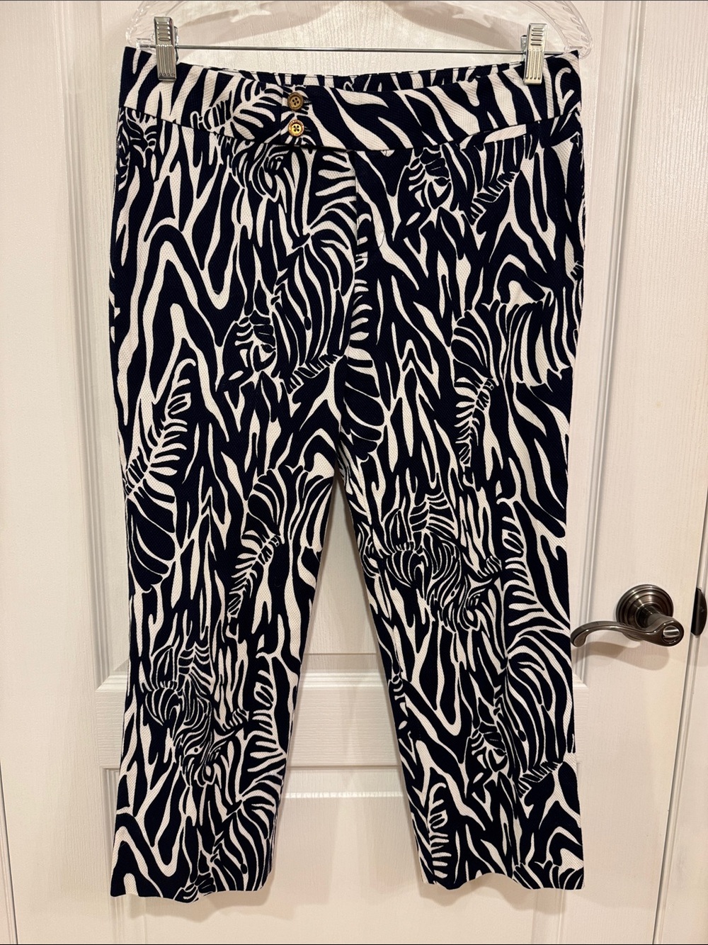 Lilly Pulitzer Black & White Zebra-Print Stretch Chinos